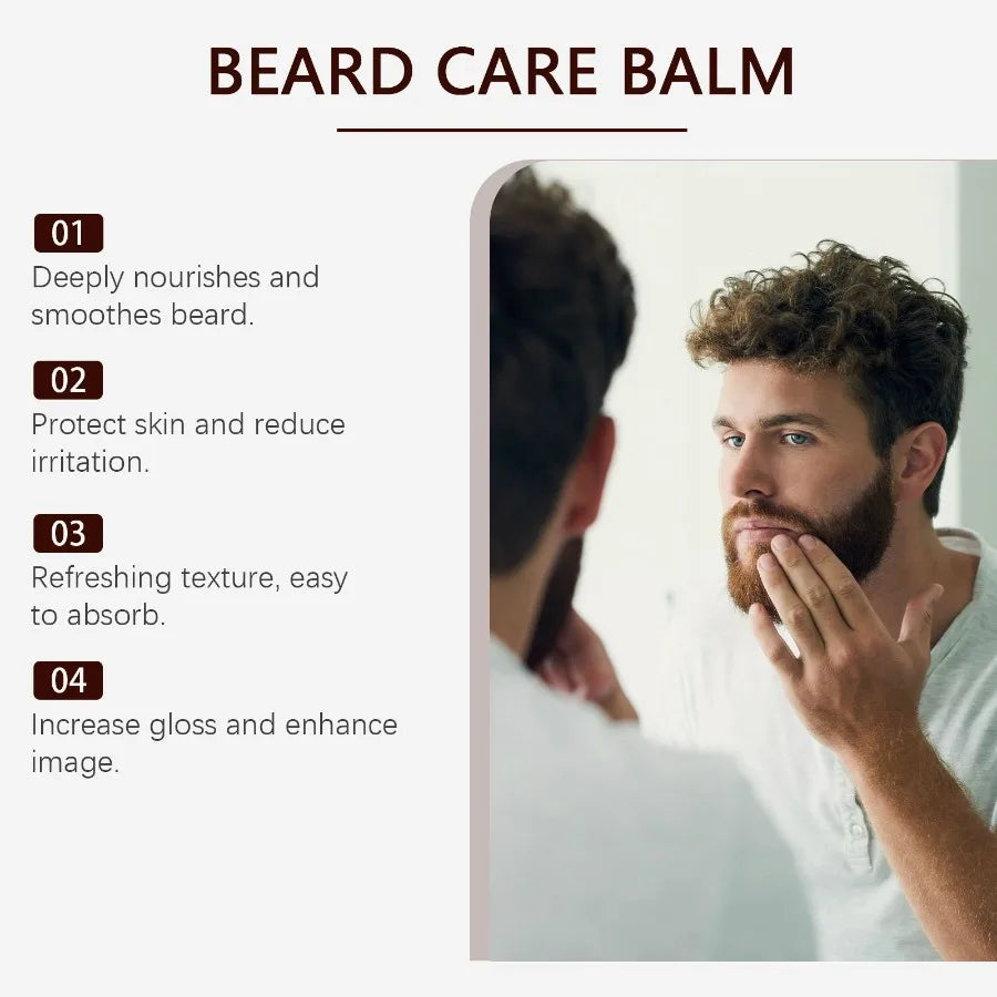 East Moon Men's Facial Hair Care Cream Strong Beard Nourishing Thick Soft Bright Black Moisturizing Care