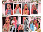 36 Inch Light Pink Human Hair Pre Plucked 13x4 HD Transparent Lace Front Wigs 100% Brazilian Straight Human Hair Wig For Women