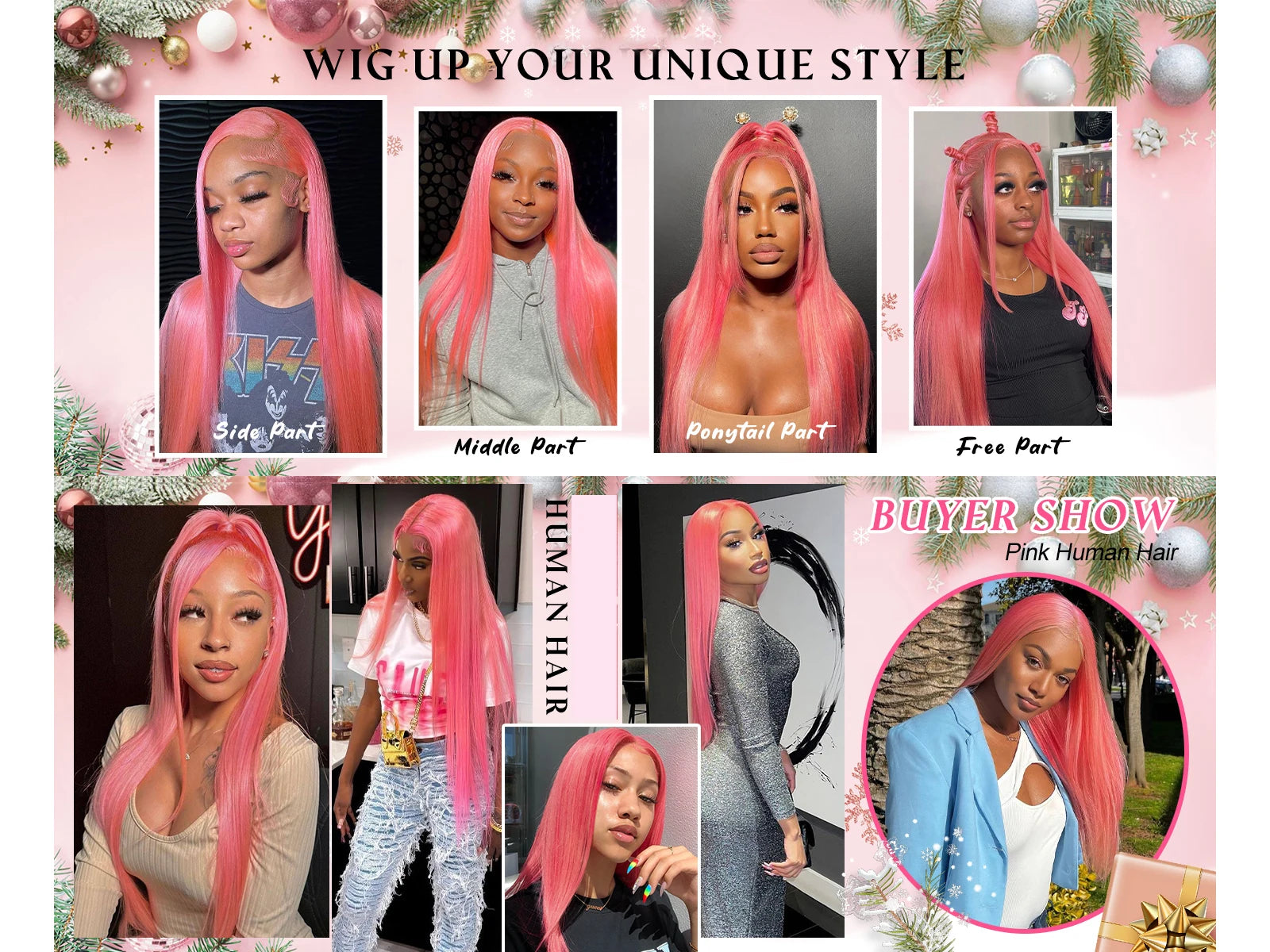 36 Inch Light Pink Human Hair Pre Plucked 13x4 HD Transparent Lace Front Wigs 100% Brazilian Straight Human Hair Wig For Women