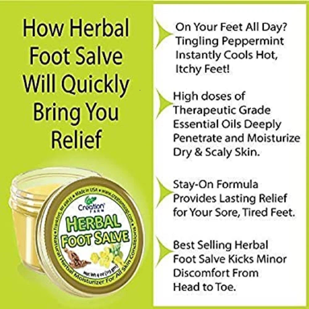 Herbal Foot Salve Tin. Skin Healing Ointment for Cracked Heels and Dry Feet- Foot Balm by
