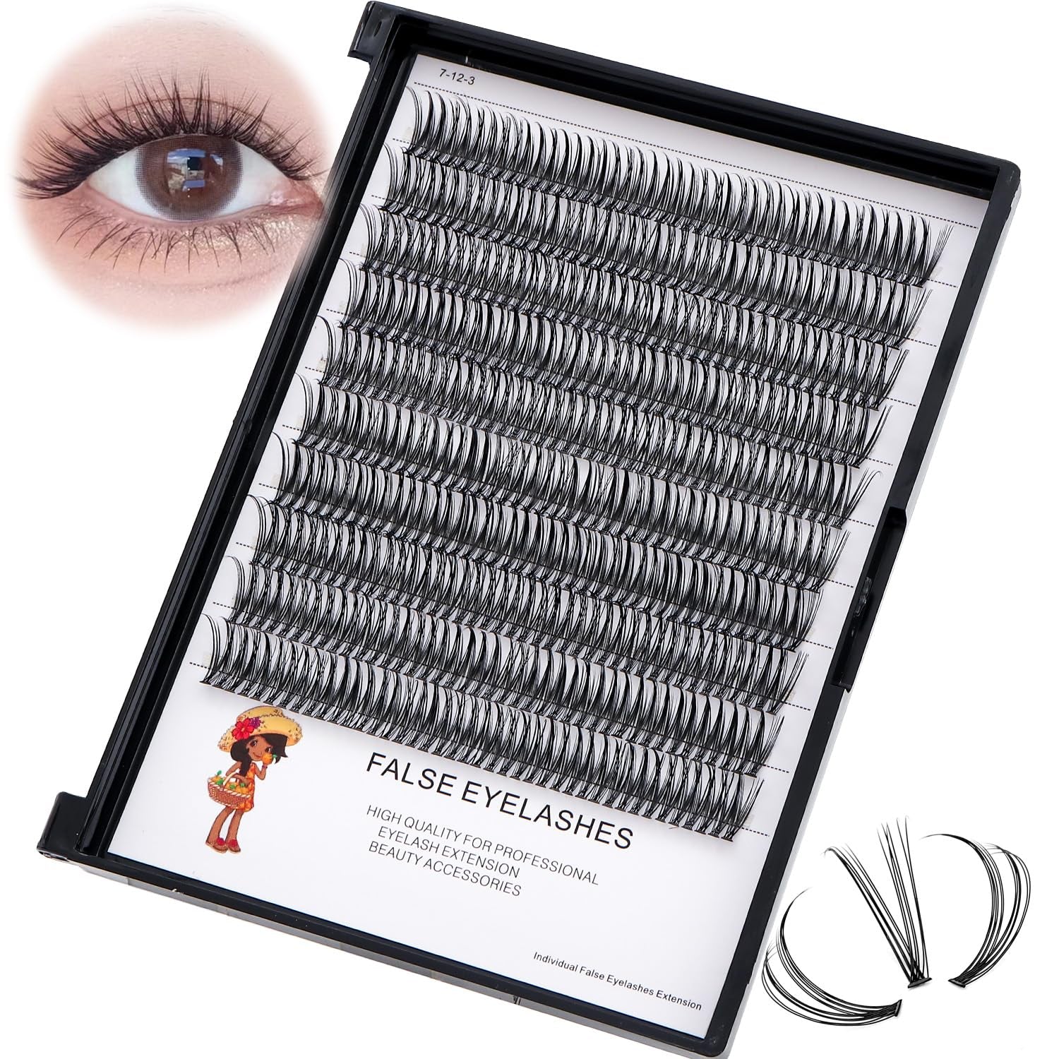 400Pcs D Curl Lash Clusters 8-10-12-14Mm/10-12-14-16Mm MIX Fish Tail Lash Cluster Premade Volume Lash Fans Volume Lashes Knotted (Black 10Mm)