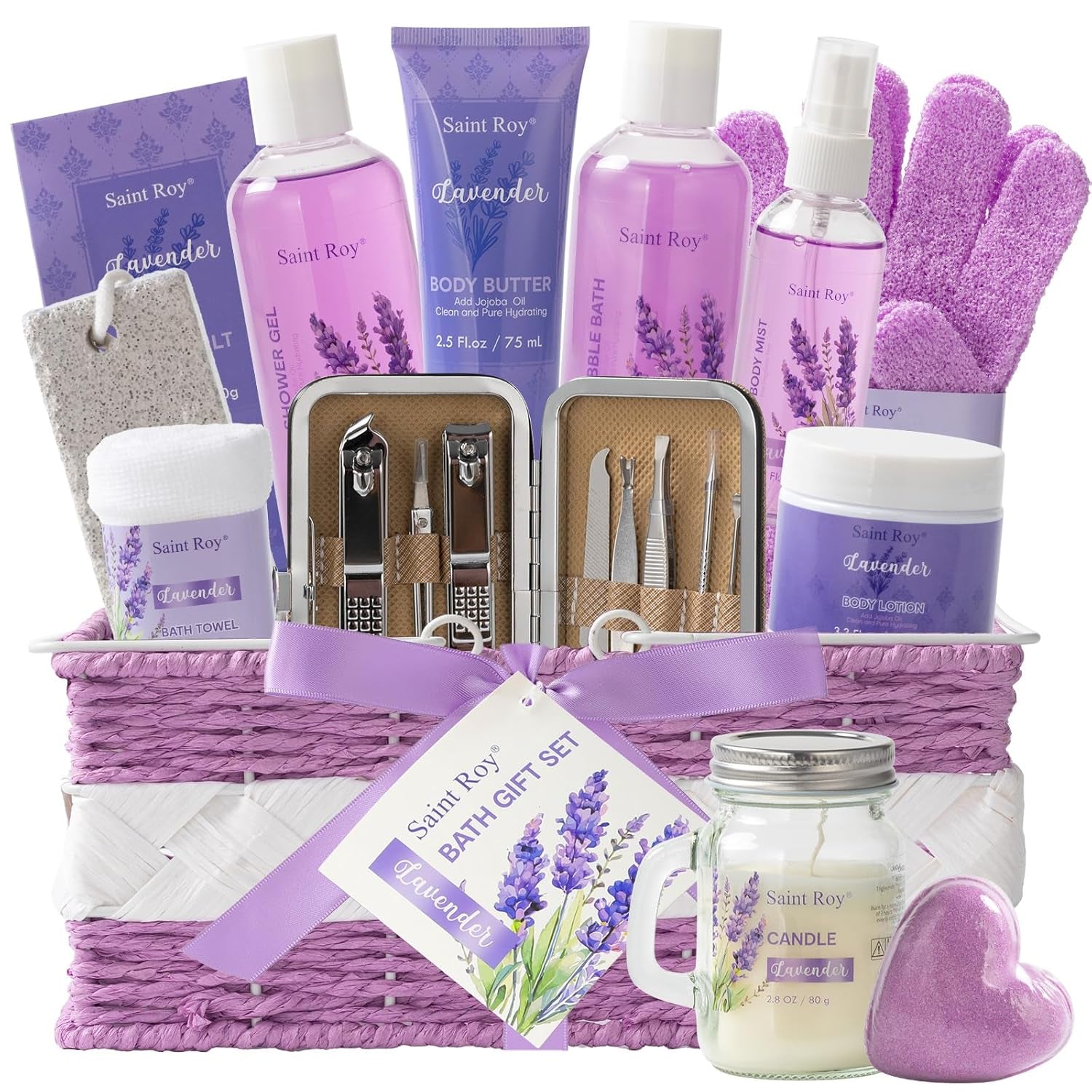 Mother'S Day Gift for Mom Spa Kit Gifts, Spa Gift Baskets for Women Get Well Gifts, 13Pcs Lavender Jasmine Luxury Spa Gift Set,Pamper Birthday Gifts for Women