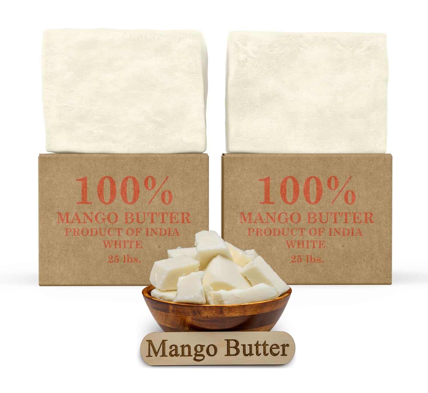 Raw Mango Butter 32 Oz. / 2 Lbs. Bulk - 100% Pure Natural Unrefined - Great for Skin, Body and Hair Growth. DIY Soap Making, Body Butter, Lotions and Creams.