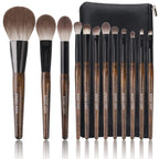 Walnut Makeup Brushes Set Professional, Natural Pony Hair Makeup Brush Set with Case, Cosmetic Brushes Makeup Set, Natural Bristle Makeup Brushes, Natural Hair Make up Brush Set Professional.