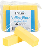 Ultra Gold Buffing Block, 240 Grit, Four-Sided Manicure & Pedicure Nail Buffer, 3.75" L X 1" W X 1" H, 20-Count