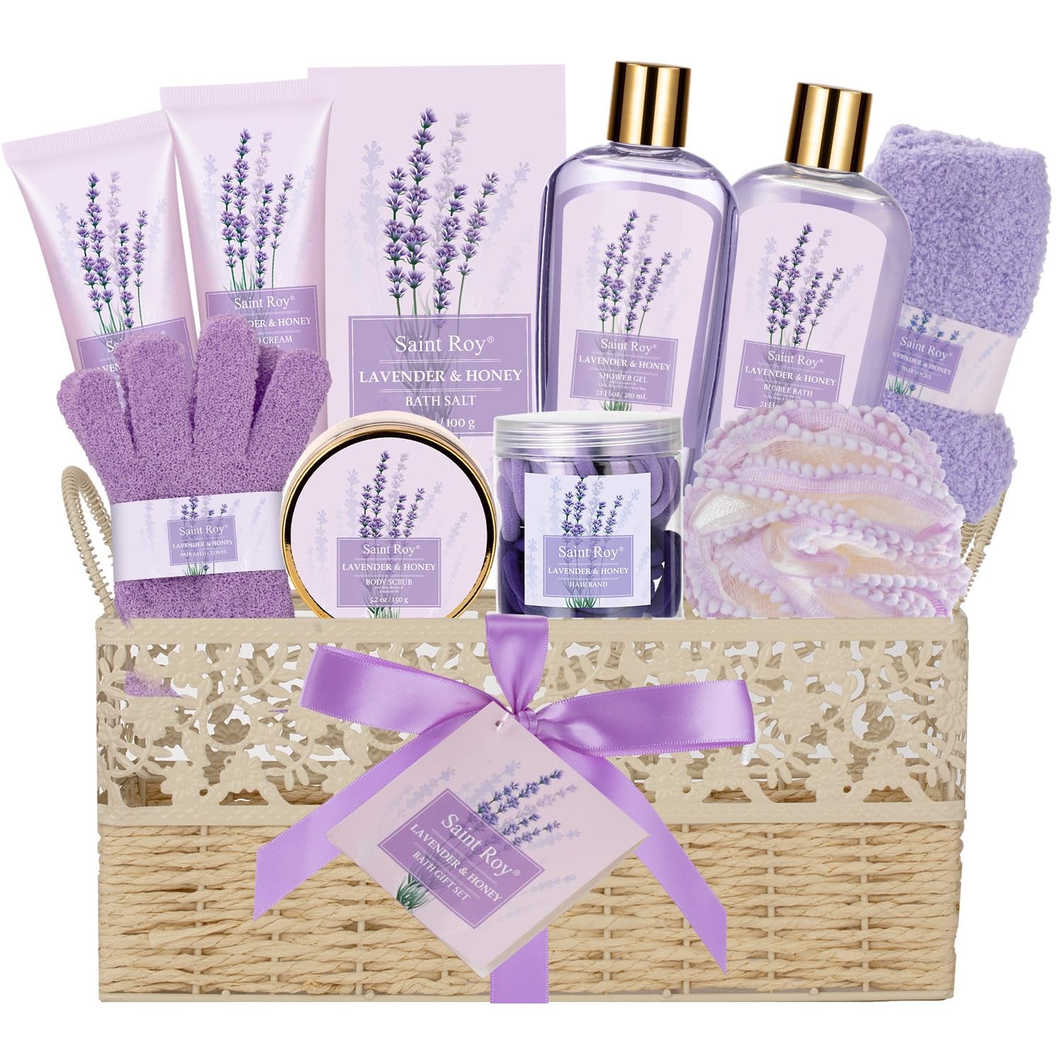 Mother'S Day Gift for Mom Spa Kit Gifts, Spa Gift Baskets for Women Get Well Gifts, 13Pcs Lavender Jasmine Luxury Spa Gift Set,Pamper Birthday Gifts for Women