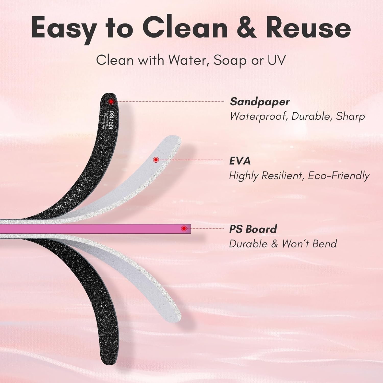 Nail File 100 180 Grit Emery Boards for Nails 10Pcs Black Nail Files Professional Washable Doubled Sides Nail File Kit for Natural Acrylic Nails Coarse for DIY Salon Use