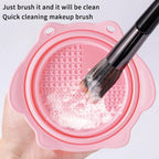 Multi-functional Silicone Makeup Brush Cleaning Folding Bowl Sponge Puff Beauty Tool Makeup Brush  Washing Scrubber Pad Soft Mat Scrubber Box