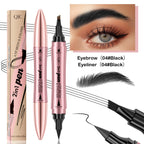 Double-headed 3D Micro-carved Liquid Four-fork Eyebrow Pencil Eyeliner 2-in-one Dual-purpose Eye