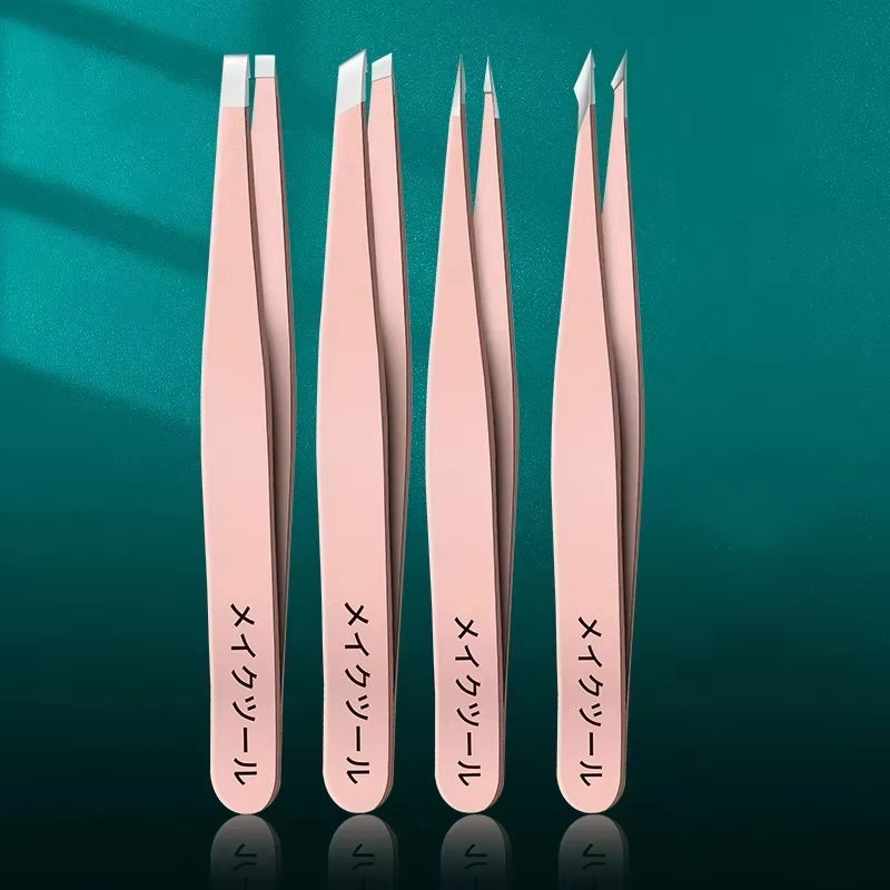4Piece Set Professional Tweezers Set Perfect for Eyebrow Hair Removal Splinter Very Effortless and Relaxed to Remove