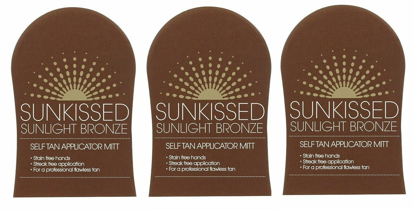 3- Sunlight Bronze Sunless Self Tantanning Mitt Professional Applicator