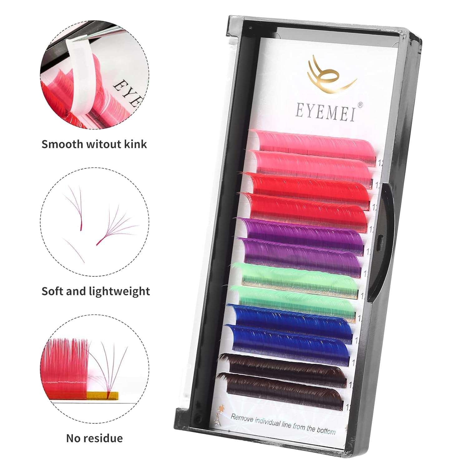 Colored Lash Extensions Easy Fan Volume Lashes 0.07 D 12Mm Curl Pink White Red Purple Green Blue Dark Brown Mixed Individual Lash Extensions Self Fanning Volume Lash (0.07-D, 12Mm)