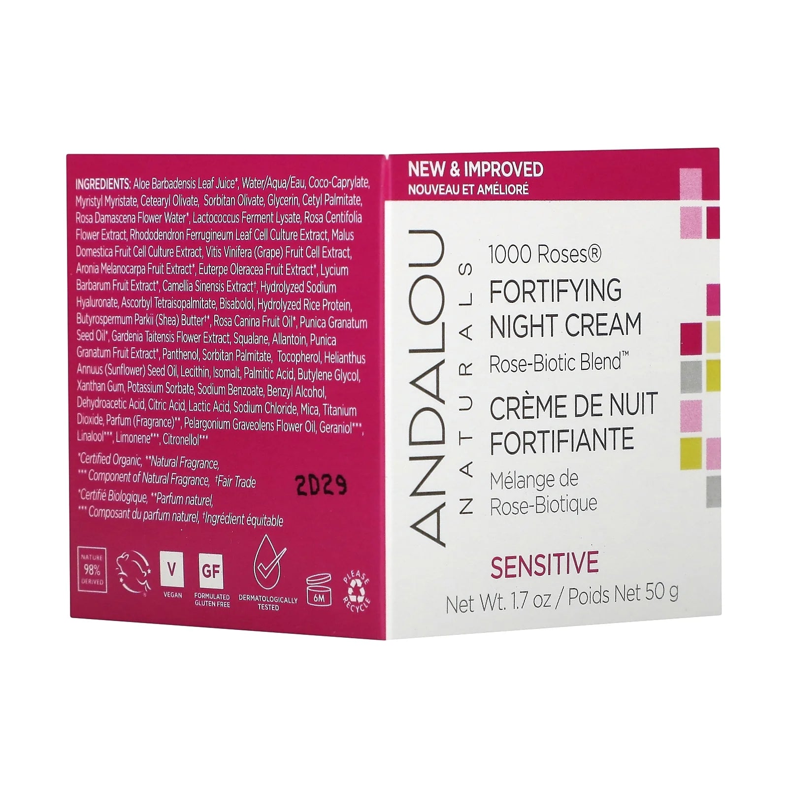 1000 Roses, Fortifying Night Cream, Sensitive, 1.7 Oz (50 G)