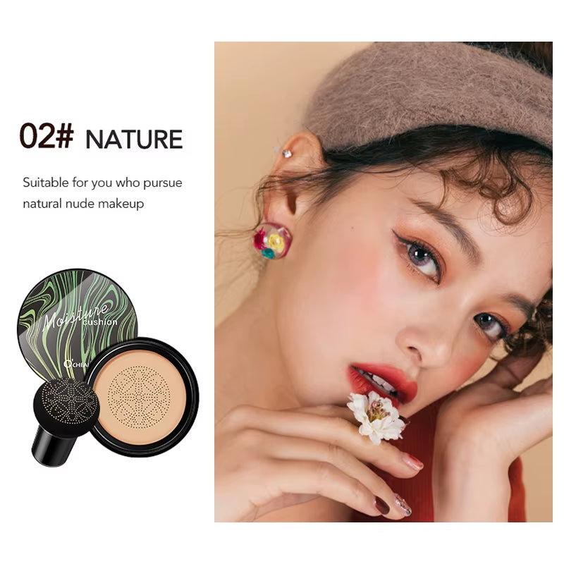 Ocheal BB Cream Air Cushion Compact Make up Foundation Concealer Cream for Face Cosmetics Makeup Mushroom Head Puff