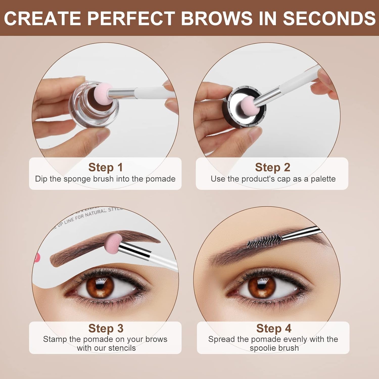Eyebrow Stamp Stencil Kit for Beginner -  Eye Brow Stamping Kit, Eyebrow Stamp Trio Kit, 29 Brow Stencils, Brow Eyebrow Kit with Sponge Applicator, Waterproof Eyebrow Kit (E01 Soft Auburn)