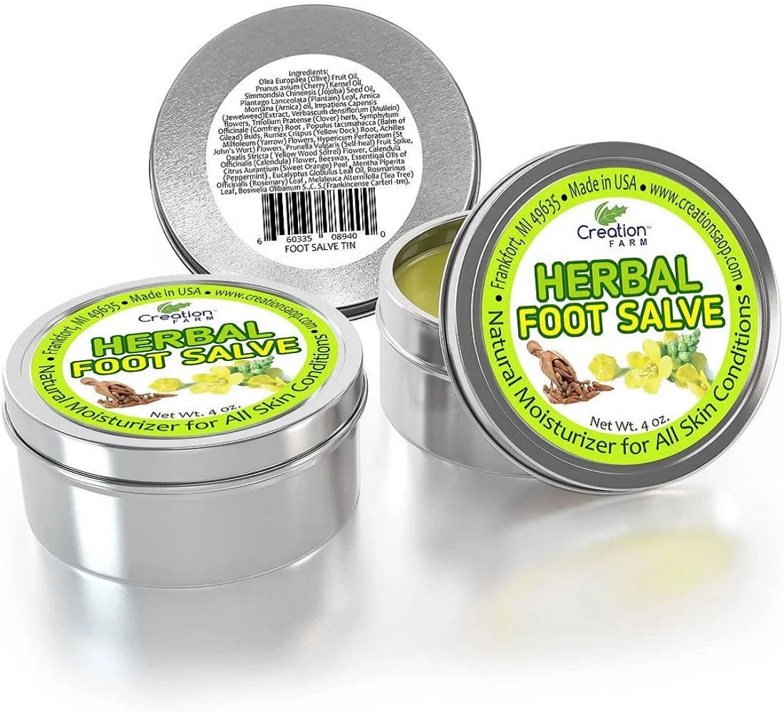 Herbal Foot Salve Tin. Skin Healing Ointment for Cracked Heels and Dry Feet- Foot Balm by