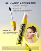 One Day Tinted Shading Korean Vegan, Waterproof, and Long-Lasting Contour Makeup Stick with Smudging Sponge Tip for Warm Underton and Light Tone - Deep Brown