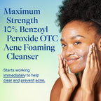 Maximum Strength Acne Foaming Cleanser Face and Body Wash with 10% Benzoyl Peroxide, Fast-Acting Acne Treatment, 5 Oz