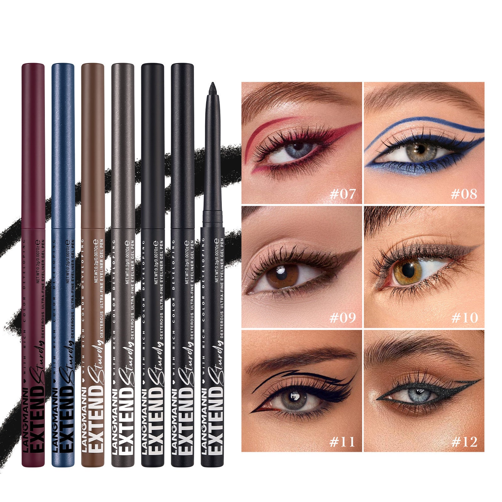 Colorful Gel Glitter Eyeliner Pencils Waterproof & Smudgeproof For Party, Halloween, Cosplay Makeup 12 Vibrant Shades