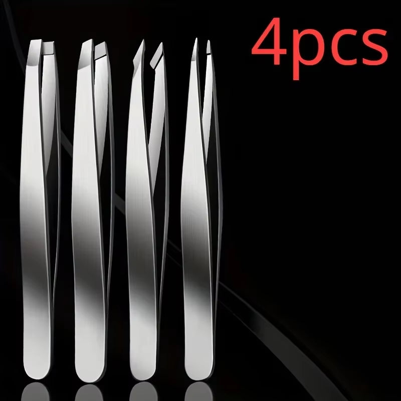4Piece Set Professional Tweezers Set Perfect for Eyebrow Hair Removal Splinter Very Effortless and Relaxed to Remove