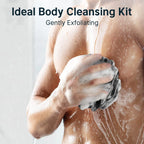 Loofah Sponge, 3 Pack Shower Loofah for Men and Women, Body Scrubber Loofa Set of 3 Classic Black & White Edge, Bath Sponge 60G/Pcs