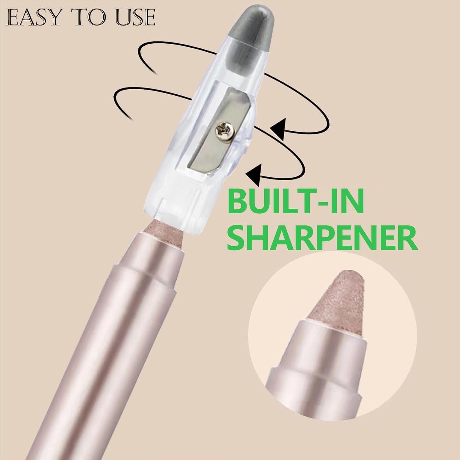 B02 Rose Brown Shimmer Eyeshadow Stick - Blendable Creamy Eye Brightener, Waterproof Long Lasting Crayon, Smooth Eye Highlighter & Liner