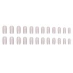 Press on Nails Medium Square Chrome Acrylic Glossy Glue on Artificial Squoval Aurora Pearl Flash Stick on False Nails with Design 24 Pcs