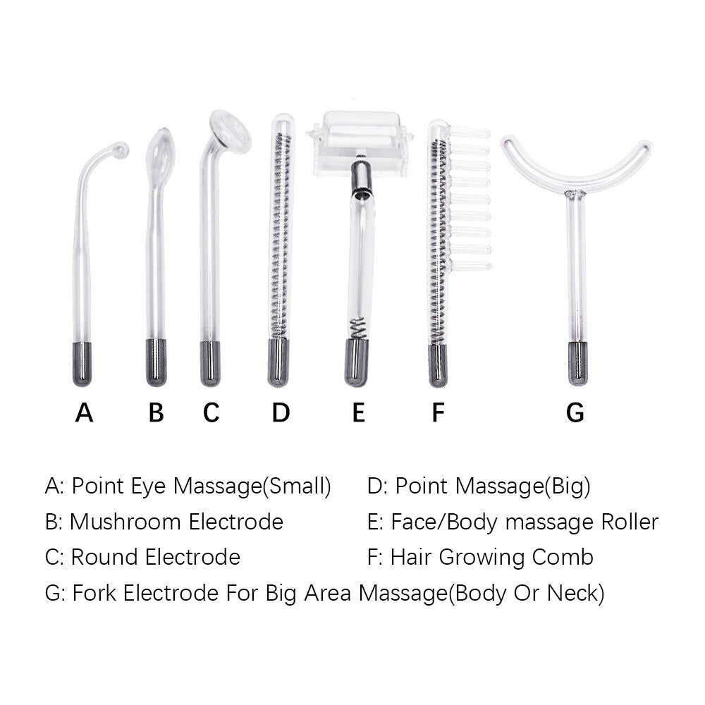 High Frequency Facial Device 7 Wands Electrode Glass Spot Tube Acne Spot Tool