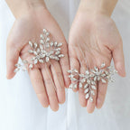 Rhinestone Bride Wedding Hair Pins Bridal Hair Clips Crystal Hair Piece Decorative Bridesmaids Hair Accessories for Women and Girls Pack of 2 (A-Silver)