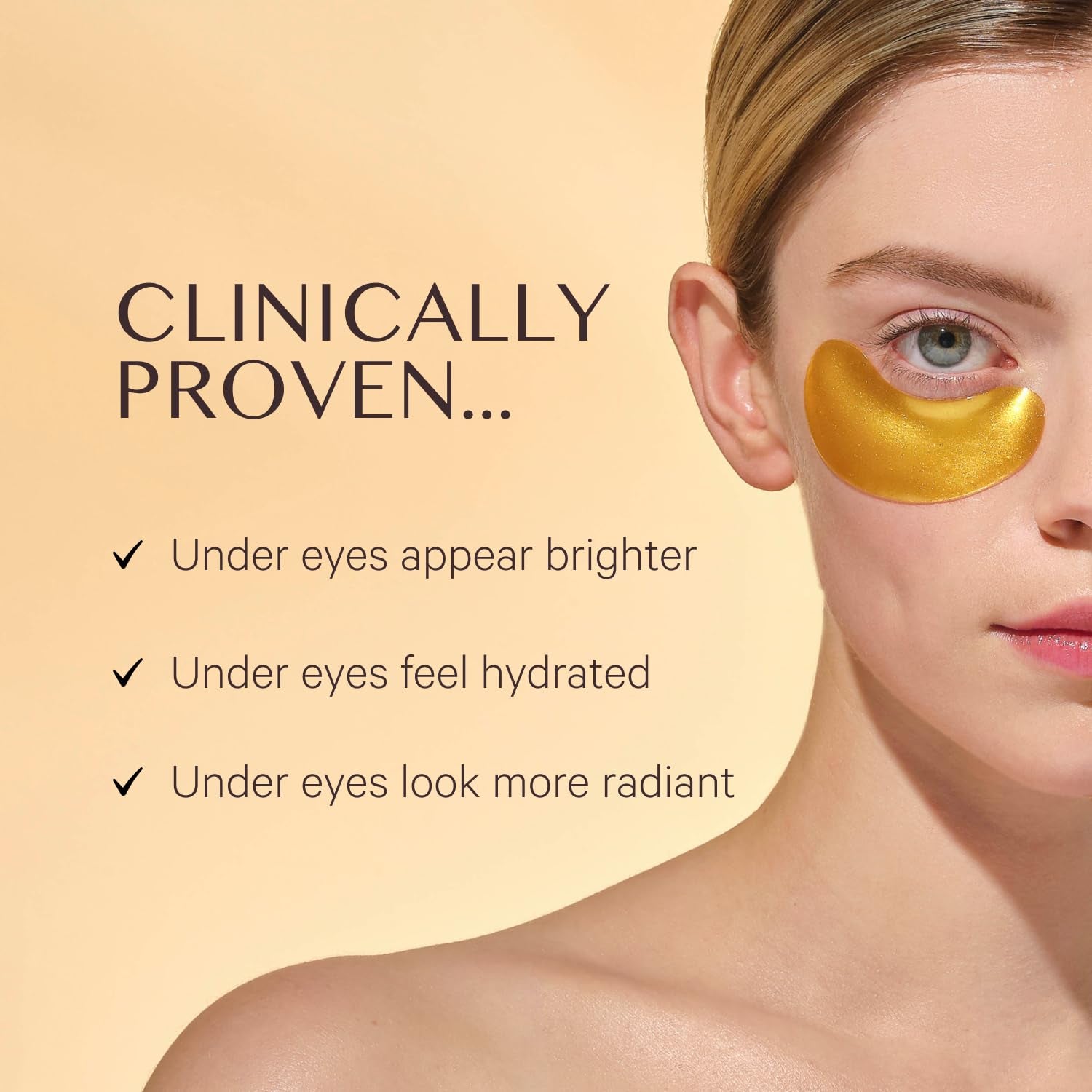 MZ SKIN Hydra-Bright Gold Eye Mask - Collagen-Infused Hydrogel Treatment for Puffiness, Dark Circles and Fine Lines, with Niacinamide, Hyaluronic Acid & Gold Nano Particles, Fragrance Free