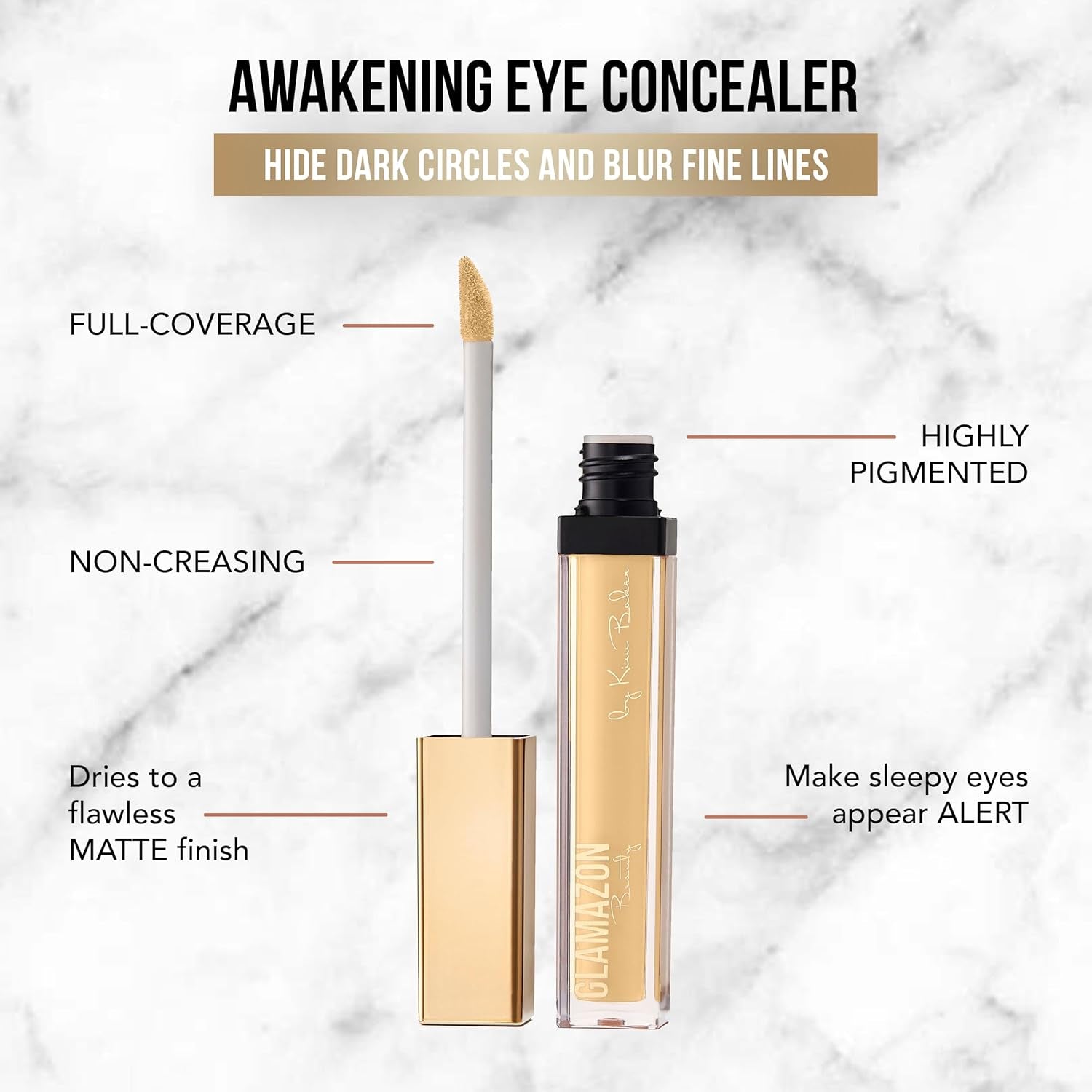 Glamazon Second to None Concealer, Alabaster, Awakening Eye Cover Up, Non-Creasing, Full Coverage