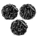 Loofah Sponge, 3 Pack Shower Loofah for Men and Women, Body Scrubber Loofa Set of 3 Classic Black & White Edge, Bath Sponge 60G/Pcs