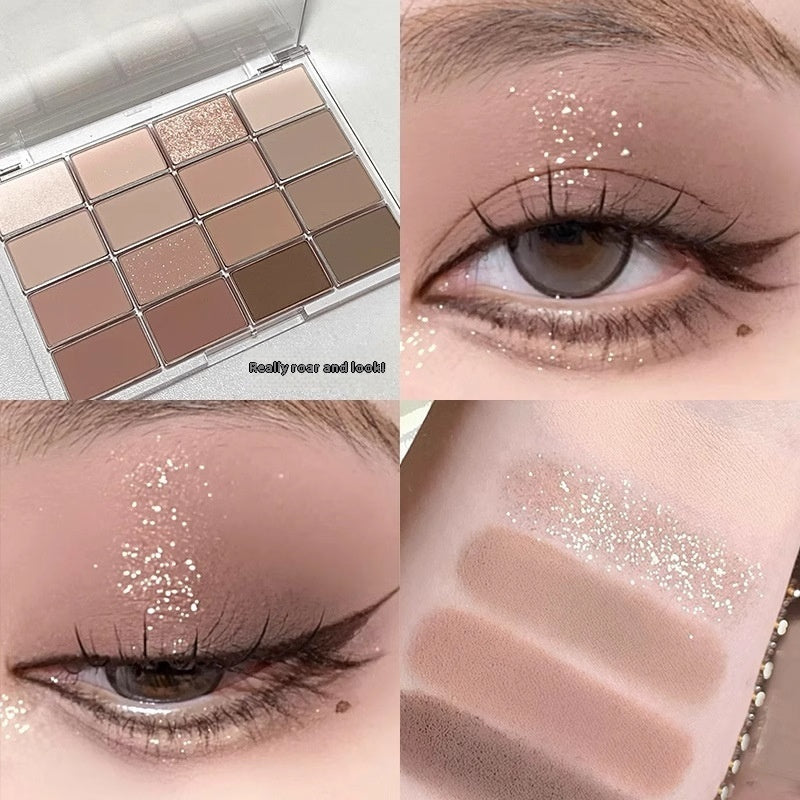 16 Colors Eye Shadow Plate Shimmer Matte Brightening Crouching Silkworm