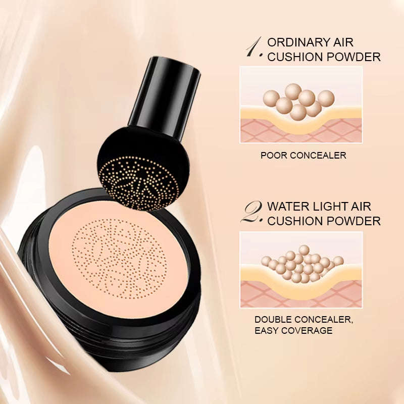 Ocheal BB Cream Air Cushion Compact Make up Foundation Concealer Cream for Face Cosmetics Makeup Mushroom Head Puff