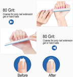 Nail File for Acrylic Nails 12Pcs, 80/80 Grit Files Emery Boards, Jumbo Washable Thick Professional Square Nail File Manicure Tools for Nail Tech