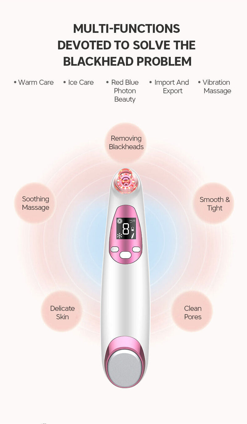 2 In1 Blackhead Vacuum Remover Cold&Hot Face Skin Care Massager Acne Cleanser