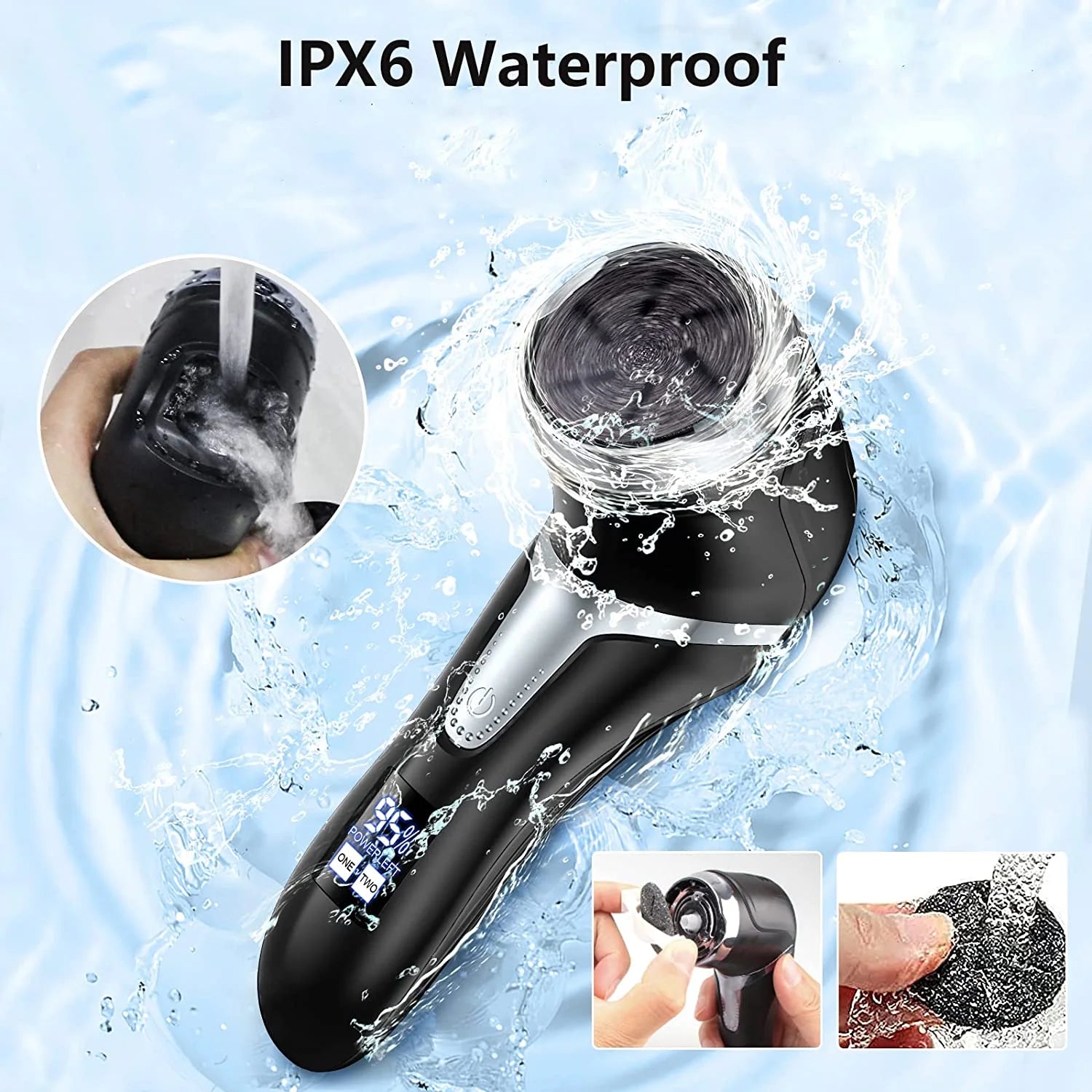 Electric Foot Callus Remover with Vacuum Cleaner, Rechargeable Foot File Dead Skin Remover with 2 Speed, 3 Grinding Head, LCD Display, Professional Kit for Foot Care Black