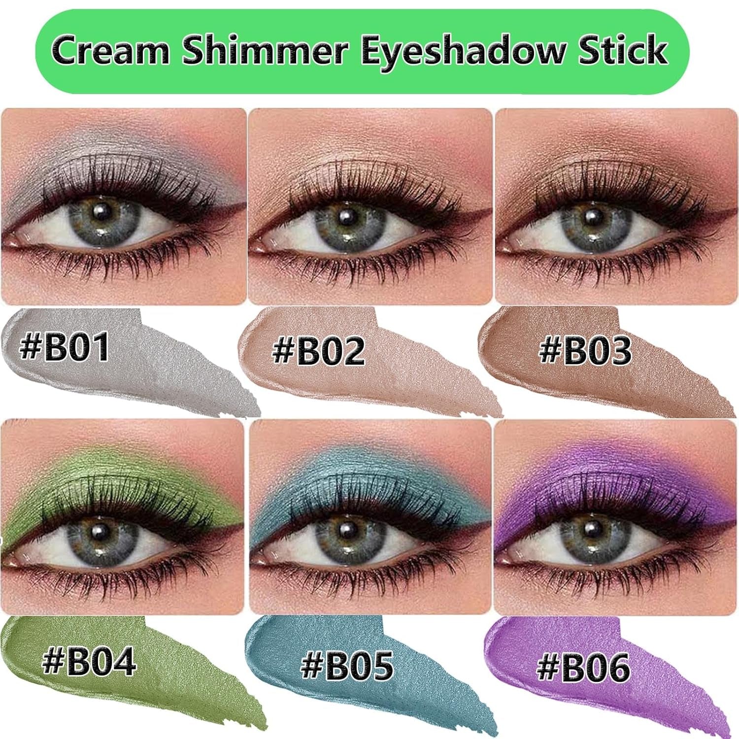 B02 Rose Brown Shimmer Eyeshadow Stick - Blendable Creamy Eye Brightener, Waterproof Long Lasting Crayon, Smooth Eye Highlighter & Liner