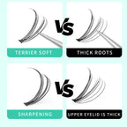 400Pcs D Curl Lash Clusters 8-10-12-14Mm/10-12-14-16Mm MIX Fish Tail Lash Cluster Premade Volume Lash Fans Volume Lashes Knotted (Black 10Mm)