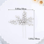 Rhinestone Bride Wedding Hair Pins Bridal Hair Clips Crystal Hair Piece Decorative Bridesmaids Hair Accessories for Women and Girls Pack of 2 (A-Silver)