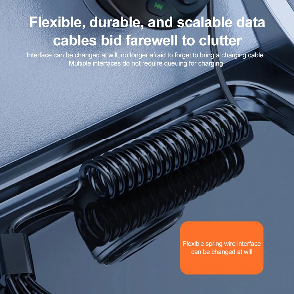 Car Bluetooth 5.0 FM Transmitter MP3 Modulator Player Handsfree Audio Receiver with 3 in 1 Charge Cable for Iphone Huawei Xiaomi