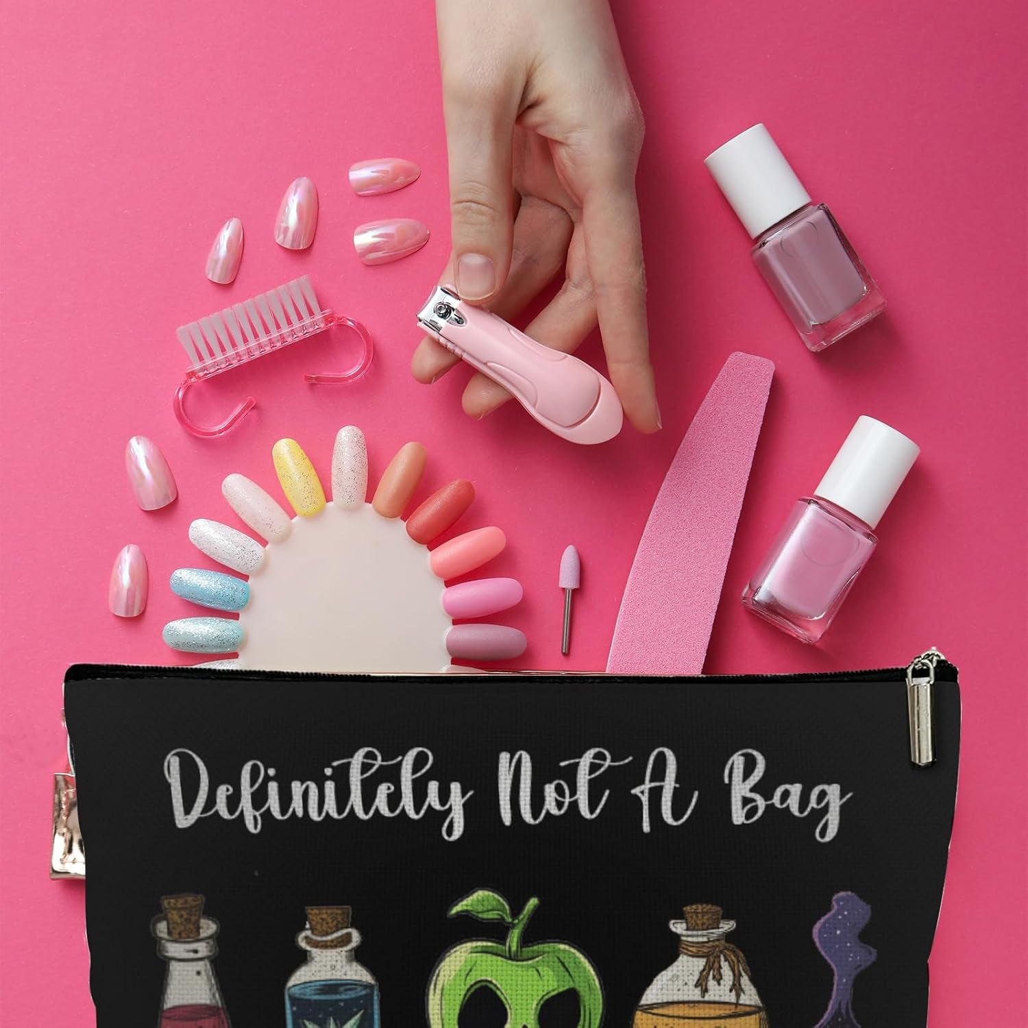 Definitely Not a Bag Full of Poisons Makeup Bag, Witchy Gifts for Women, Villains Inspired Cosmetic Bag with Zipper