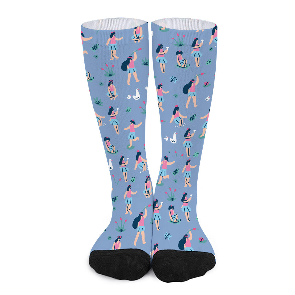 Long Cute Women Colorblock Socks（Black part is not customizable）