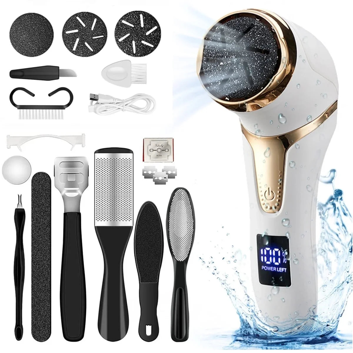 Electric Callus Remover for Feet – Rechargeable Foot File & Pedicure Tools for Feet, Includes 10-In-1 Pedicure Kit