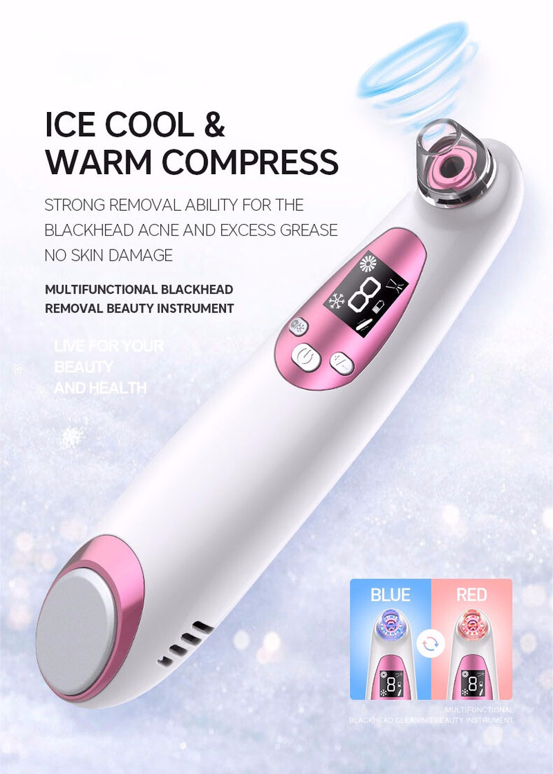 2 In1 Blackhead Vacuum Remover Cold&Hot Face Skin Care Massager Acne Cleanser