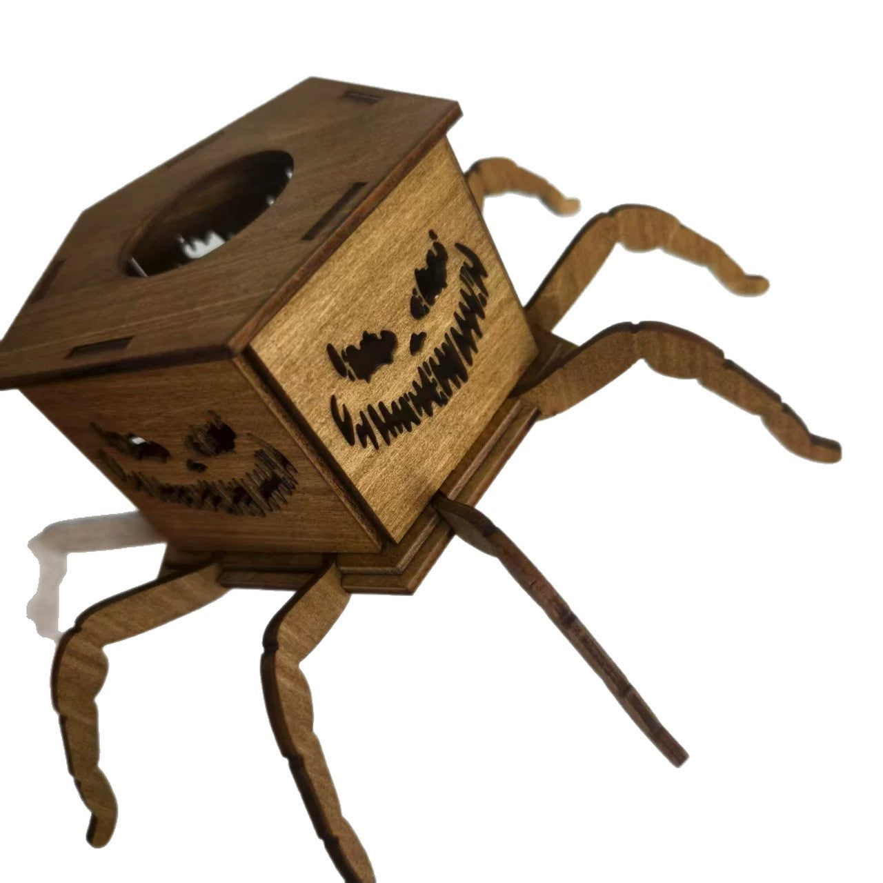 Cross-border New Ghost Halloween Spider Mini Lantern Candlestick Decorations Interesting Ornaments Wooden Craftwork