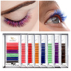 Colored Lash Extensions Easy Fan Volume Lashes 0.07 D 12Mm Curl Pink White Red Purple Green Blue Dark Brown Mixed Individual Lash Extensions Self Fanning Volume Lash (0.07-D, 12Mm)