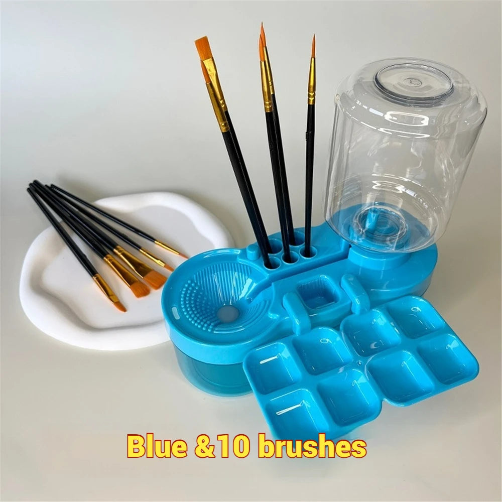 New Paint Brush Cleaner with Drain Button Automatic Water Circulation Paint Brush Cleaning Machine Cleaning Bucket Art Tools
