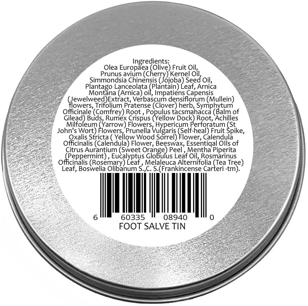 Herbal Foot Salve Tin. Skin Healing Ointment for Cracked Heels and Dry Feet- Foot Balm by